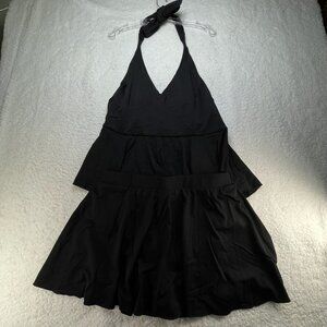 Spanx Swimsuit Womens Plus 1X Black Two Piece 1X Bottoms High Waist Tankini